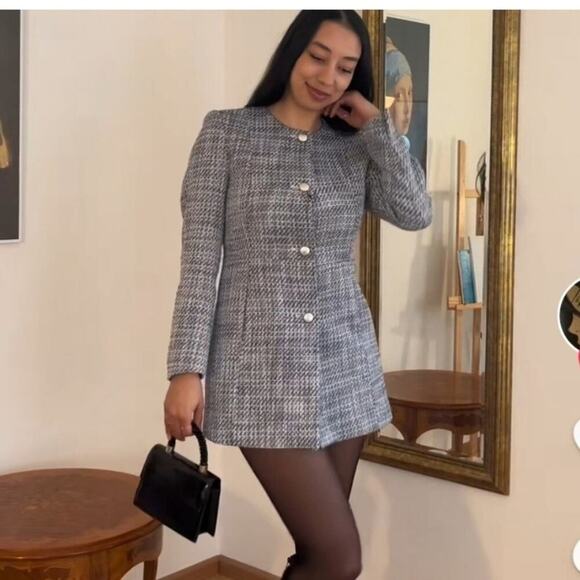 Zara LONG STRUCTURED BLAZER Size Large - Picture 3 of 5